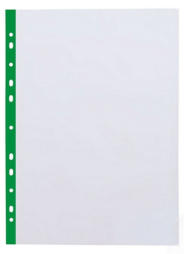 Папка-вкладыш А4 10шт "Fizzy Clear" 40мкм, прозрачный, зеленая полоса, ErichKrause