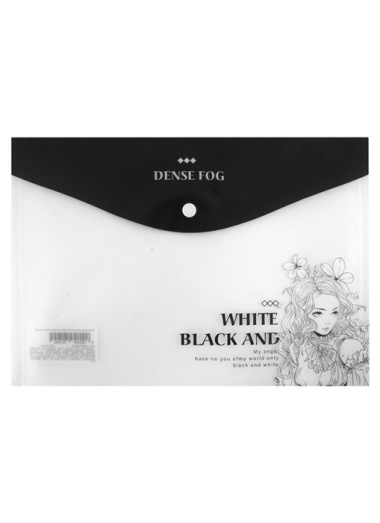 Папка-конверт А4 на кнопке "Black and white" пластик, ассорти