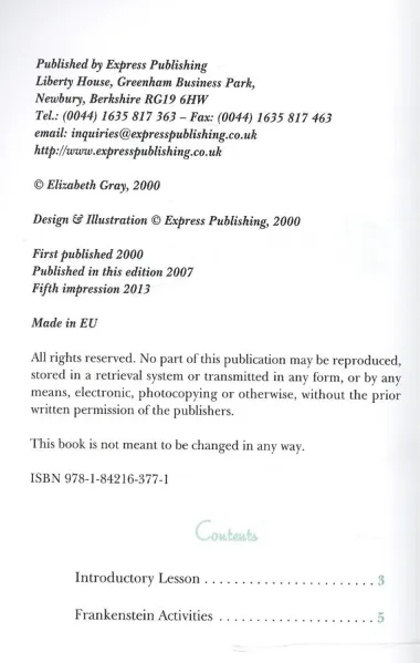 Graded Readers Level 3. Frankenstein. Activity Book