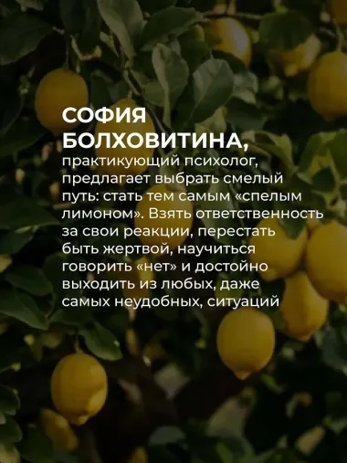 Не будь гнилым лимоном. Тренинг развития здоровых отношений в личной жизни, на работе и в любой непонятной ситуации