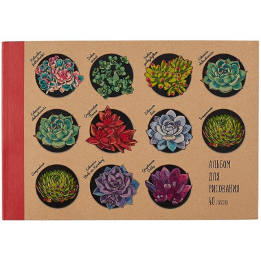 Альбом для рисования 40л А4 "Коллекция цветов" склейка, крафт-картон, выб. лак