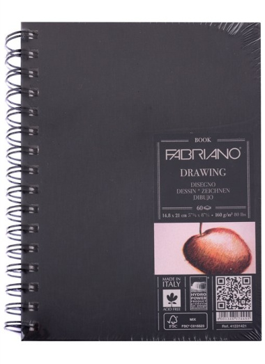 Блокнот для зарисовок 14,8*21см 60л "Drawingbook (портрет)" спираль, 160г/м2, Fabriano