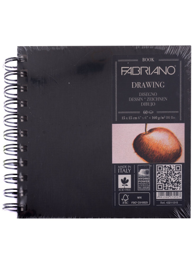 Блокнот для зарисовок 15*15см 60л "Drawingbook" спираль, 160г/м2, Fabriano