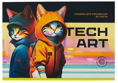 Альбом для рисования 24л А4 "TechArt" карт.обл., ассорти