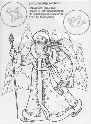 Загадки Деда Мороза. Раскраска с наклейками