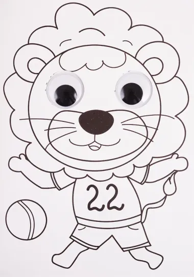 РАСКРАСКА А4 с глазками 35мм. СИНЯЯ(тигрёнок в самолёте)