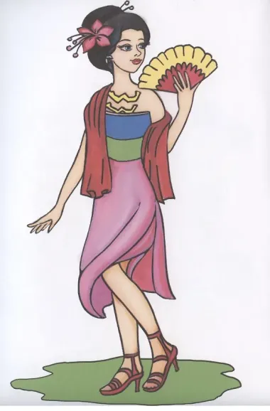 Красавицы. Посмотри и раскрась