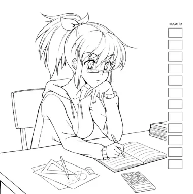 Anime! Раскраска для работы маркерами: 32 проекта с любимыми героями: Шаблоны для выкрасов к каждому рисунку