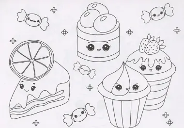 РАСКРАСКИ А5 эконом. альбомные. ВКУСНЯШКИ