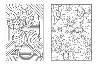 Очаровательные животные. Раскрась витражи