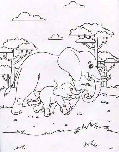 Мамы и малыши. Раскраска