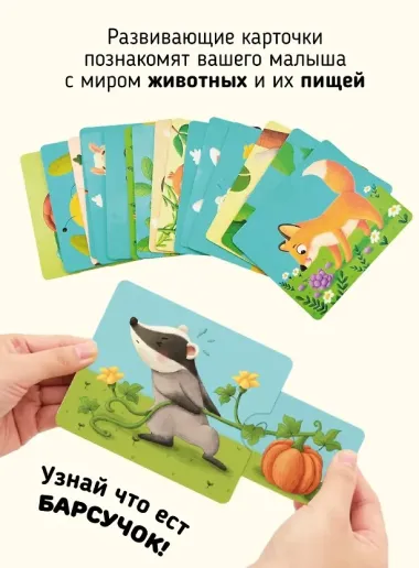 Развивающие карточки животные с выдвижными элементами 