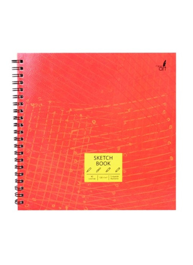 Скетчбук 190*190 40л "SKETCHBOOK. Красная текстура" белый офсет, 120г/м2, тв.обложка, евроспираль