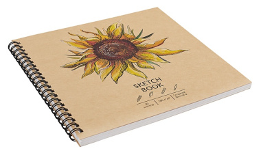 Скетчбук 190*190 30л "DRAFT and CRAFT. Sunflower", 180г/м2, обложка крафт картон, евроспираль