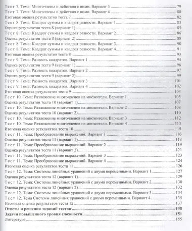 Алгебра. 7 класс. Формирование самооценки учебной деятельности