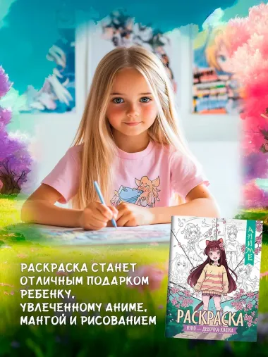 Нэко - девочка-кошка: книжка-раскраска