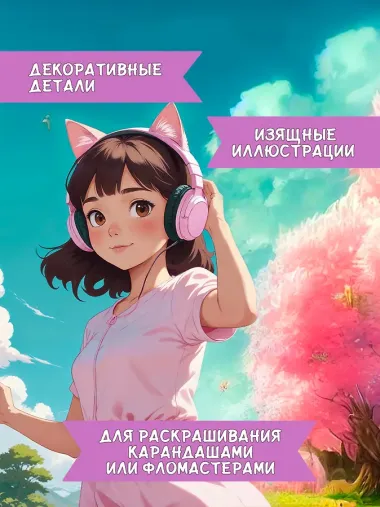 Нэко - девочка-кошка: книжка-раскраска