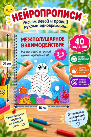 Межполушарное взаимодействие. Рисуем левой и правой руками одновременно. 3-5 лет
