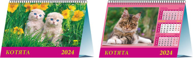Календарь 2024г 200*140 "Котята" настольный, домик