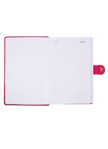 Алфавитная книга на кнопке А5, 104 листа, 21.5*14.5 см, розовая, ткань