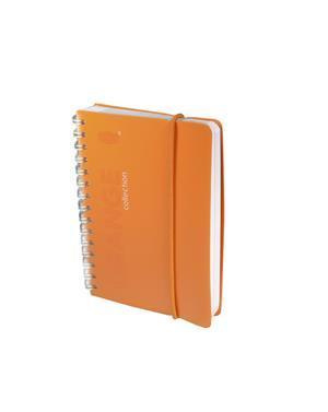 Записная книжка А6 80л линейка или клетка ORANGE спираль, пластик.обл., резинка, ярко-оранжевая, stila