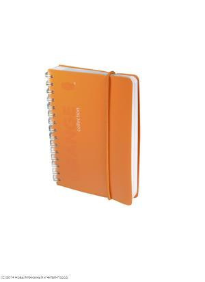 Записная книжка А6 80л линейка или клетка ORANGE спираль, пластик.обл., резинка, ярко-оранжевая, stila