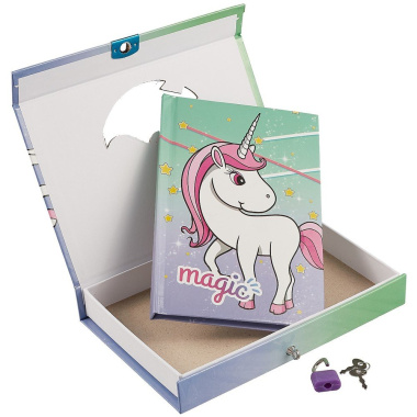Записная книжка в коробке «Unicorn» с замочком, 50 листов, А6