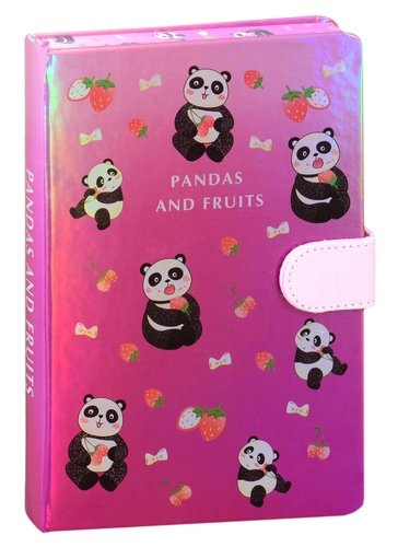 Блокнот с магнитной застежкой Panda and Fruits (голография)
