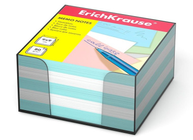 Блок-куб 90*90*50 белый/голубой, пласт.бокс, ErichKrause