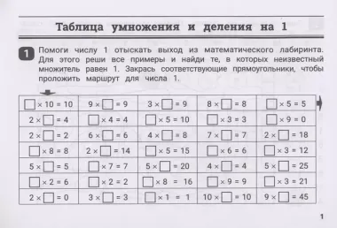 Математические лабиринты: таблица умножения и деления