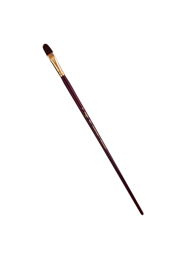 Кисть художественная №10 "Вернисаж", синтетика бордовая, плоскоовальная, длинная ручка, Гамма