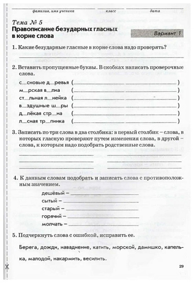 Русский язык. 3 класс. Зачетная тетрадь. Тематический контроль знаний учащихся