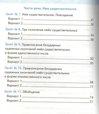 Русский язык. 4 класс. Зачетные работы. Часть 1