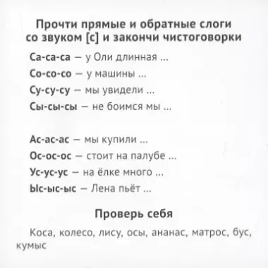 Касса звуков свистящие и шипящие. 33 карточки с заданием на обороте