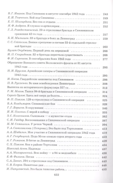 Cинявино, осенние бои 1941-1942 годов: Сборник воспоминаний участников синявинских сражений