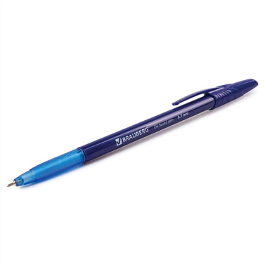 Ручка шариковая масляная синяя "Oil Base" корпус синий, узел 0,7мм, линия 0,35мм, BRAUBERG