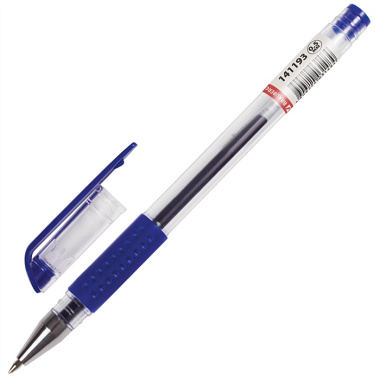 Ручка гелевая синяя "Number One" с грипом, пишущ.узел 0,5мм, линия письма 0,35мм, BRAUBERG