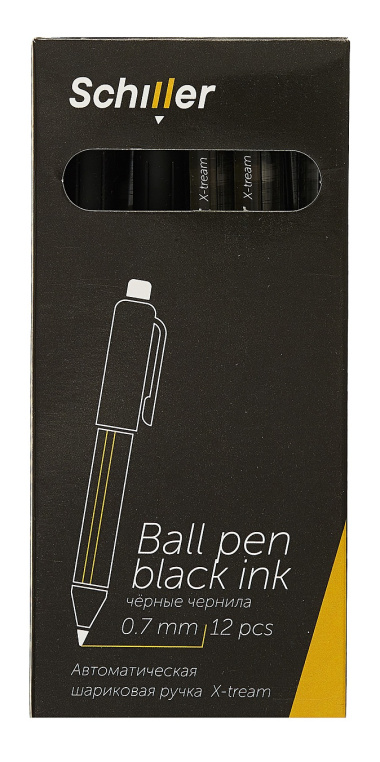 Ручка шариковая Schiller, X-tream, автоматическая черная 0,7 мм