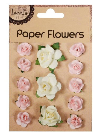 Цветы Paper Flower, 3+ 10, молочные и розовые