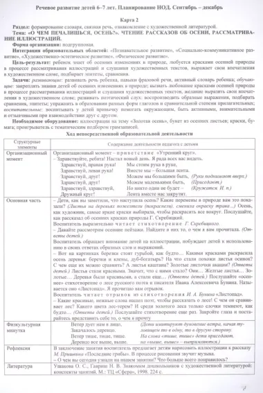 НОД. Речевое развитие детей 6-7 лет. Сентябрь - декабрь: 72 карты с методическим сопровождением