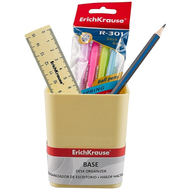 Набор настольный Base (4ручки, карандаш, линейка), Pastel, желтый