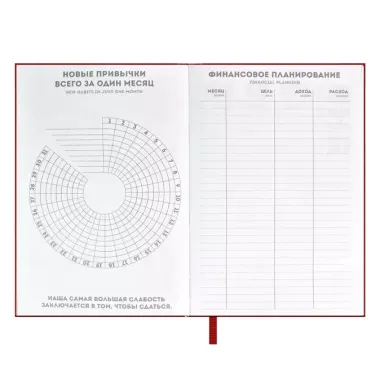 Ежедневник недат. А5 120л "Флоттер" красный, кожзам, мягкий переплет, офсет, ляссе