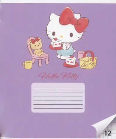 Тетрадь в клетку Hello Kitty + Kuromi, 12 листов, в ассортименте