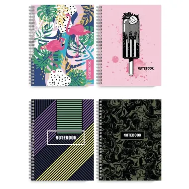 Записная книжка А6 120л кл. пласт.обл., евроспираль, разделители, бел.офсет 70г/м2, ассорти, инд.уп.