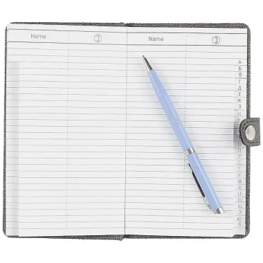 Алфавитная книга на кнопке, графит, 60 листов, А6+