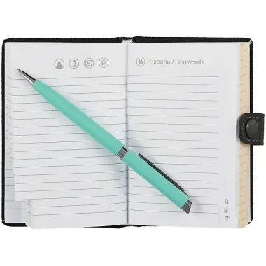 Алфавитная книга А7+ 64 листа, 120*80 черная, ткань, на кнопке