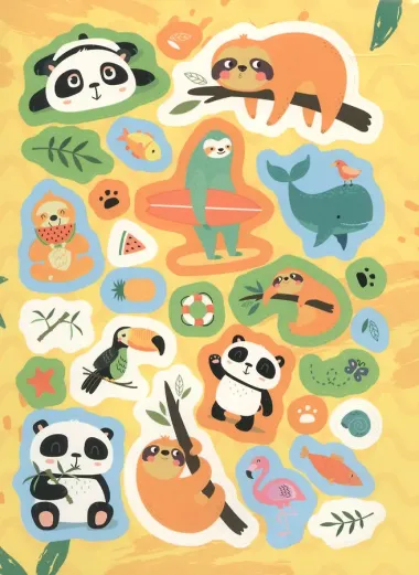 Ленивцы и панды. 100 наклеек