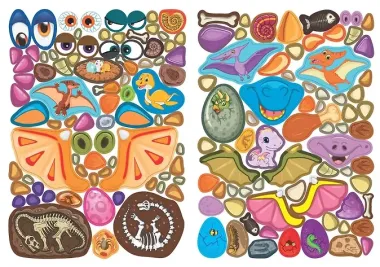 Портреты из наклеек. Динозавры и динозаврики