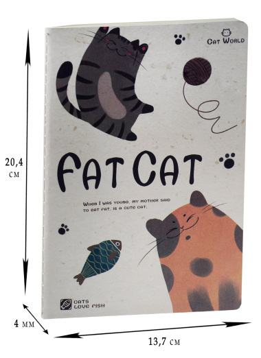Тетрадь в линейку Zong, Cats love fish, 32 листа
