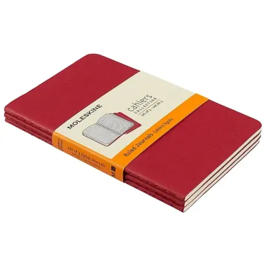 Записная книжка «Cahier Journal Pocket» А6, 32 листа в линейку, клюквенная, 3 штуки, Moleskine